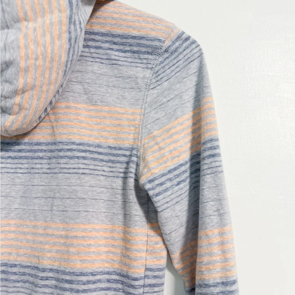 First Wave Girls 10/12 Lightweight Striped Pullover Hoodie Gray Orange